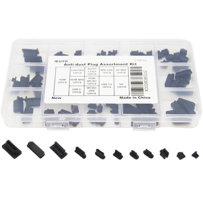 Silicone Universal Anti Dust Cover Plug Kit Stopper Cap for USB C/A Micro USB Lightning Ethernet HDMI DP Computer PC Laptops Phones Audio Devices Electronics Black 11Sizes 110Pcs - size: 11Sizes
