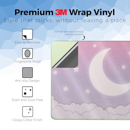 Glossy Glitter Laptop Skin Compatible with Apple MacBook Neo - Baby Moon - Premium 3M Vinyl Protective Wrap Decal Cover - Easy to Apply | Crafted in the USA by MightySkins - color: Baby Moon, size: MacBook Neo Full Cover Skin, style: Glossy Glitter Finish