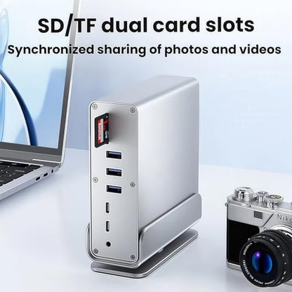 15-in-1 USB C Hub/Docking Station Dual Monitor 2 HDMI with Ethernet PD | 4k HD Triple Display (2x HDMI+1x DP), Gigabit Ethernet, 100W PD Charging, 20X Faster Transfer (10Gbps) with USB 3.2,TF/SD