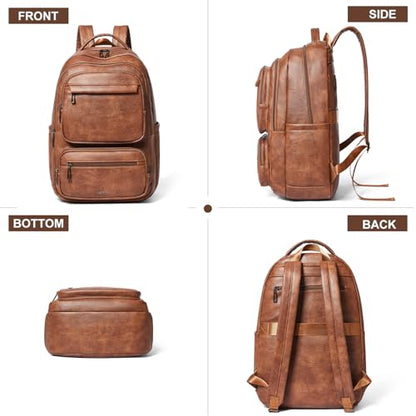 Backpack For Women Men Vegan Leather Backpack Purse Shoulder Bookbag 16 15.6 15 Inch Laptop Bag Handbags For Travel Work College Large Brown - color: Brown