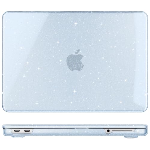 May Chen Compatible with MacBook Neo 13 inch Case 2026 Model A3404, Plastic Hard Shell,Keyboard Cover,Screen Protector,Dust Plug, for MacBook Neo 13" with A18 Pro Chip, Glitter Blue - color: Glitter Blue