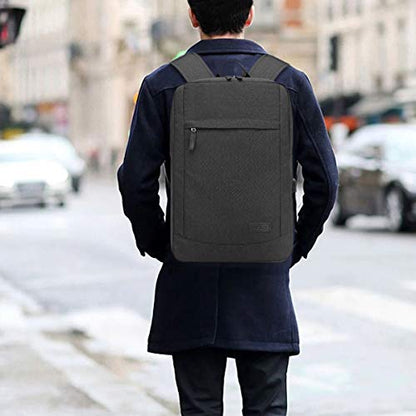 VASCHY 17 inch Laptop Backpack for Men with USB Port Lightweight Slim Business Backpack - color: Black