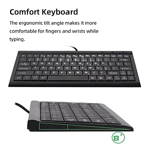 CUQI Mini Keyboard, Small Wired 82 Scissor Keys, USB Interface Compact for Android, Windows PC, Laptop, Raspberry Pi, Windows 10/8/7