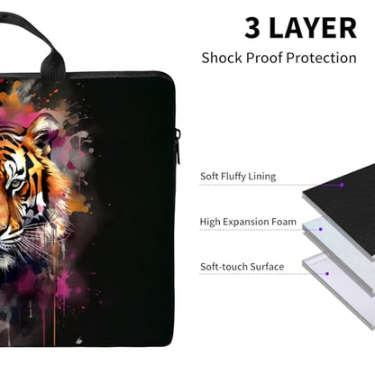 Laptop Bag,14 15 15.6 inch Laptop Case Sleeve,Computer Sleeve with Handle for Women Men,Carrying Case for MacBook,Dell,Lenovo,Notebook Computer,Cute Tiger - color: Cute Tiger