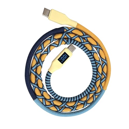 MOGOOD 100W USB C to USB C Cable with LED Display 3.3FT Nylon Braided Type C Fast Charging Cable Handmade Colorful Charger Cord for iPhone 17 16 Pro MacBook Air iPad Pro Samsung Galaxy S26 S25 S24 - size: 1M/3.3FT, style: 100W