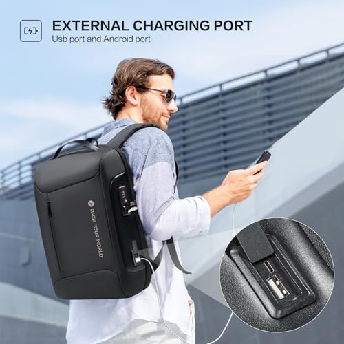 Anti-Theft Backpack, 15.6 Inch Laptop Backpacks for Men, Black | Business Backpack with USB Charging Port, Water Resistant Travel Laptop Backpacks for Work, Travel, Business Trip
