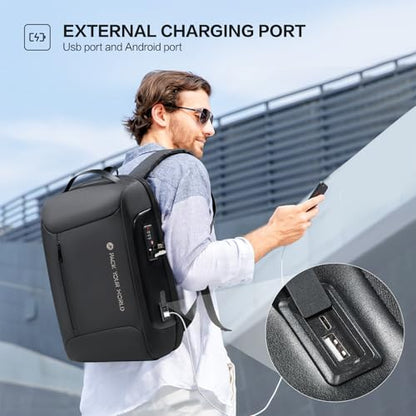 Anti-Theft Backpack, 15.6 Inch Laptop Backpacks for Men, Black | Business Backpack with USB Charging Port, Water Resistant Travel Laptop Backpacks for Work, Travel, Business Trip