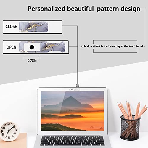 Webcam Cover, 3 Pieces, Laptop Camera Cover, Privacy Shielding Capacity is Twice as Big as The Traditional, Suitable for Computer Mobile Phones, laptops, Tablets and so on (Grey Marble) - color: Grey marble