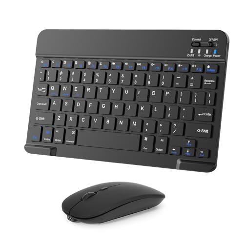 Wireless Keyboard and Mouse Combo, Rechargeable Bluetooth Keyboard & Mouse with 2.4 GHz Wireless USB Receiver, Compatible with iPad, Smartphone, PC, Laptop, Windows/iOS/Android, Black - color: Black