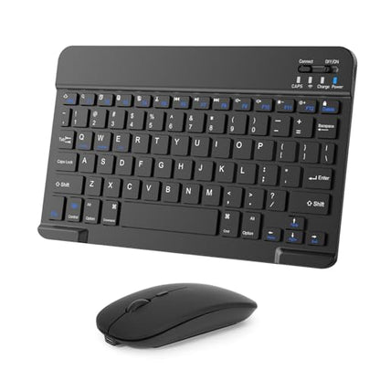 Wireless Keyboard and Mouse Combo, Rechargeable Bluetooth Keyboard & Mouse with 2.4 GHz Wireless USB Receiver, Compatible with iPad, Smartphone, PC, Laptop, Windows/iOS/Android, Black - color: Black