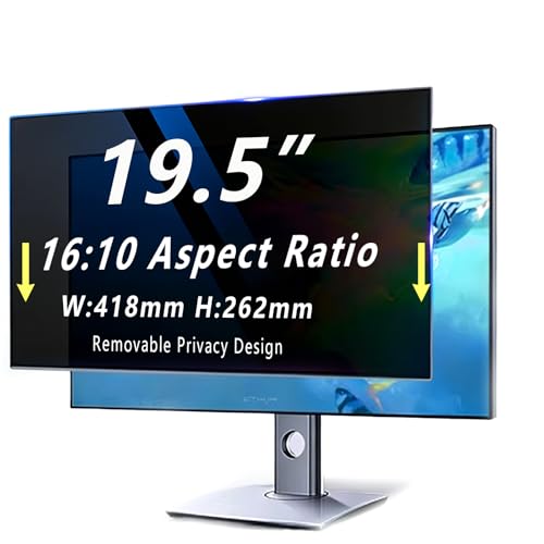 19.5 Inch Privacy Screen for 16:10 Monitor, Removable Anti-Glare Blue Light Filter & Anti-Scratch Protector Film, Privacy Shield for HP Dell Asus Acer Samsung Desktop Monitors (19.5" (16:10, 16.5×10.3 in)) - size: 19.5" (16:10, 16.5×10.3 in)