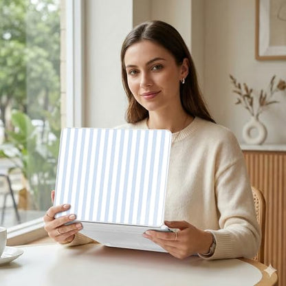 for MacBook Neo 13 Inch Case 2026 (Model A3404, A18 Pro chip), Stylish Pattern Protective Hard Shell with Screen Protector, Keyboard Cover & USB-C Adapter - Blue & White Stripes - color: Blue White Stripes
