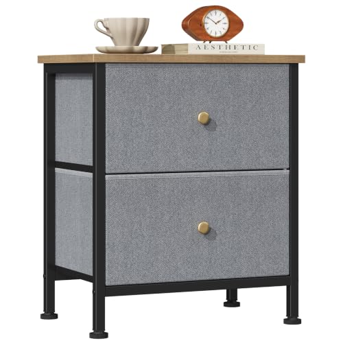 Sweetcrispy Nightstand with 2 Storage Drawers, Small Bedside Table, Blue | Small Dresser with Sturdy Wooden Top for Daily Essentials, Compact Nightstand for Bedroom, Closet and Small Spaces - color: Blue, size: 11.8"D x 18"W x 20"H (2 Drawers), 1 Pack