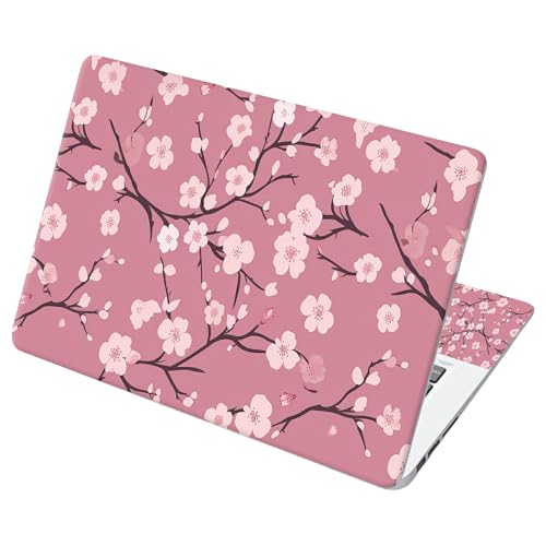 Universal Laptop Skin Sticker with 2 Wrist Pad Decals, 3-Piece Removable Vinyl Laptop Cover, Cherry Blossoms Waterproof Anti-Scratch, Easy-Trim Fit for 13.3" 14" 15.6" Laptops - color: Cherry Blossoms