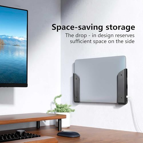 Under Desk Laptop Mount, Wall Laptop Holder & Computer Bracket Shelf | Dual Laptop Mount Under Desk & Wall, Laptop Holder Basket for Computer, Table Bracket and Storage Shelf Organizer