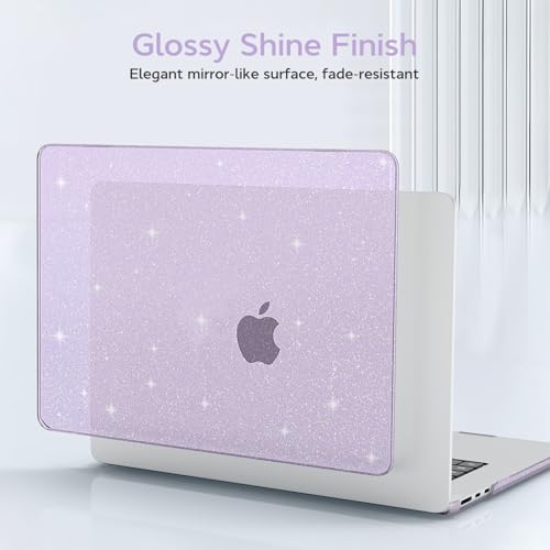 B BELK for MacBook Air 13 inch Case 2026 2025 2024 2023 2022 M5 M4 M3 M2 | A3449 A3240 A3113 A2681, Glitter Hard Shell for MacBook Air 13.6 inch Case & Keyboard Cover &Screen Protector, Sparkly Purple - color: Glitter Purple