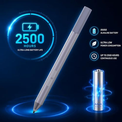 Pen for Surface Pro 11/10/9/8/X, Surface Laptop/Book/Go/Studio, Kobo | Palm Rejection, 1024 Pressure, 2500H Battery Life Active Stylus Pencil for Student Note-Taking & Artist Business Drawing - color: Gray