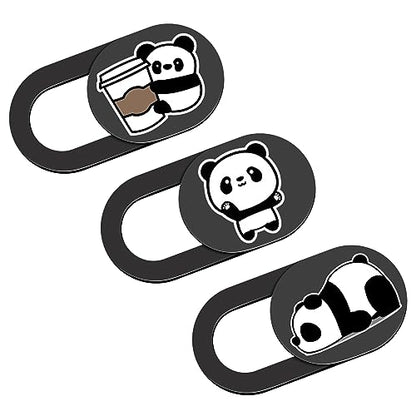 Laptop Camera Cover Slide, Panda Webcam Cover, 0.02 inch Cute Laptop Accessories for iPhone iPad iMac MacBook Pro Air Laptop PC Smartphone Tablet, Camera Privacy Covers Protect Your Visual Privacy - color: Coffee Panda-Black