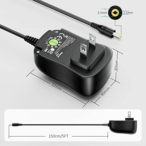 12W Universal AC Adapter Kit DC 3V-12V 1A DC Power Supply Charger Cord | Basicvolt Multi-volts Adjustable 3V 4.5V 5V 6V 7.5V 9V 12V Power Adapter, for LED Strip Light CCTV Camera Speaker Router - size: 12W 3-12V