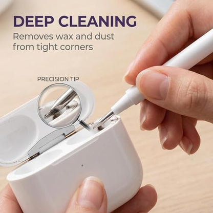 8-in-1 Electronics Cleaning Kit, Multifunctional Earphone Cleaning Pen with Soft Brush and Flocking Sponge for Wireless Earbuds Keyboard and Phone, White, 1 Pack - color: White