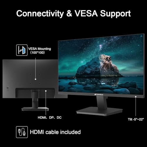 SANSUI 27 Inch Computer Monitor 120Hz, FHD 1080P Flat Monitor, HDMI DP Ports FreeSync, HDR, 110% sRGB, Tilt Adjustable Frameless VESA Compatible for Office and Home (ES-27F2, HDMI Cable Included) - size: 27 Inch