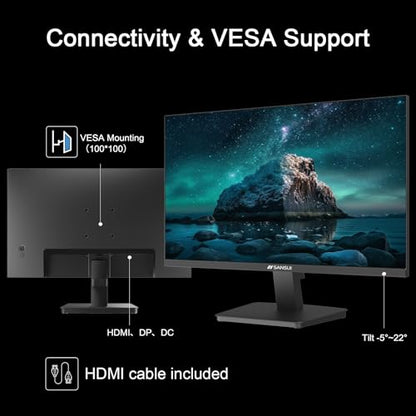 SANSUI 27 Inch Computer Monitor 120Hz, FHD 1080P Flat Monitor, HDMI DP Ports FreeSync, HDR, 110% sRGB, Tilt Adjustable Frameless VESA Compatible for Office and Home (ES-27F2, HDMI Cable Included) - size: 27 Inch