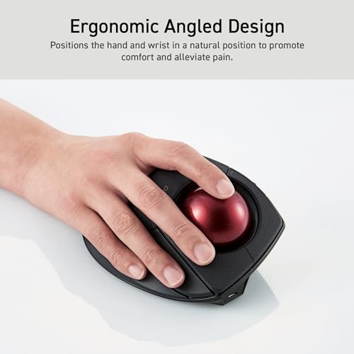 ELECOM DEFT PRO Trackball Mouse, Wired, Wireless, Bluetooth 3 Types Connection, Ergonomic Design, 8-Button Function, Red Ball, Windows11, MacOS (M-DPT1MRXBK) - style: Trackball Mouse
