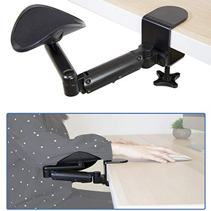Mount-It! Adjustable Arm Rest for Desk, Ergonomic Elbow & Forearm Support, Height Adjustable Full Motion Rotating Desk Arm with Clamp-On Base for Computer & Keyboard Use, Steel Construction (MI-7145)