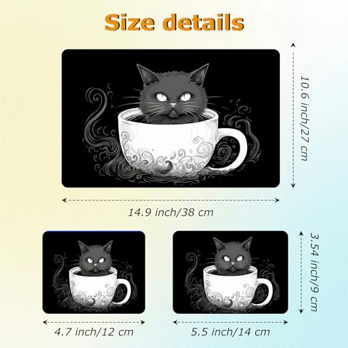 Universal Laptop Skin Sticker with 2 Wrist Pad Decals, 3-Piece Removable Vinyl Laptop Cover, Coffee Cat Waterproof Anti-Scratch, Easy-Trim Fit for 13.3" 14" 15.6" Laptops - color: Coffee Cat