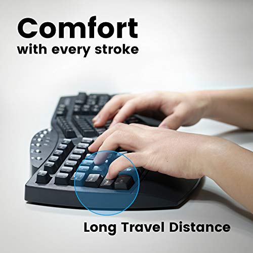 Perixx Periboard-612B Wireless Ergonomic Split Keyboard with Dual Mode 2.4G and Bluetooth Feature, Compatible with Windows 11 and Mac OS X System, Black, US English Layout - color: Black, style: Wireless