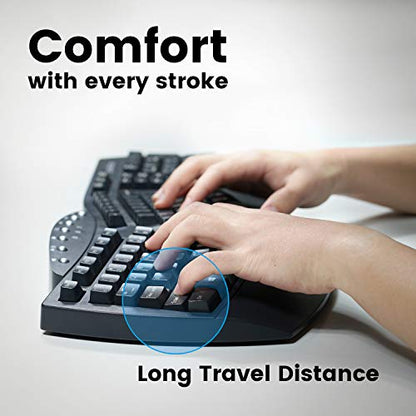 Perixx Periboard-612B Wireless Ergonomic Split Keyboard with Dual Mode 2.4G and Bluetooth Feature, Compatible with Windows 11 and Mac OS X System, Black, US English Layout - color: Black, style: Wireless