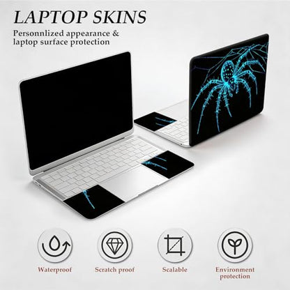 DEGDFSGR 12.1-15.6 Inch Universal Reusable Laptop Skin Sticker Decal, Waterproof Removable Protector for Notebook Cover, Scratch-Resistant Vinyl Cuttable Full Wrap Sticker, Blue Glowing Spider - color: Blue Glowing Spider