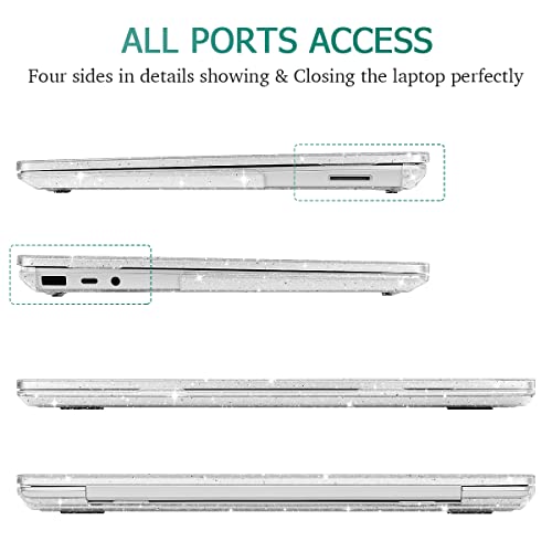 May Chen Case Compatible for 13.5" Microsoft Surface Laptop 5/4/3 with Metal Palm Rest Model 1951/1868, Plastic Hard Shell Case with Screen Protector + Keyboard Cover + Dust Plug, Clear Glitter - color: Clear Glitter