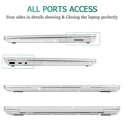 May Chen Case Compatible for 13.5" Microsoft Surface Laptop 5/4/3 with Metal Palm Rest Model 1951/1868, Plastic Hard Shell Case with Screen Protector + Keyboard Cover + Dust Plug, Clear Glitter - color: Clear Glitter