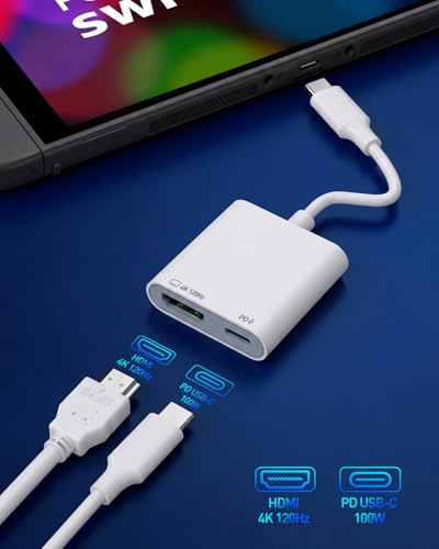 [Apple MFi Certified] USB C to HDMI Adapter, 4K@120Hz USB-C to HDTV Adapter | 4K@120Hz Type-C to HDMI Adapter & PD 100W Fast Charging for iPhone 17/16/15, MacBook, Tablets, Switch and More USB-C Devices