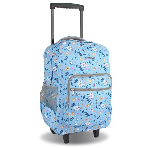 Rolling Backpack for Girls Boys. Womens Roller Bookbag. Kids luggage with wheels, Small Flower - color: Small Flower