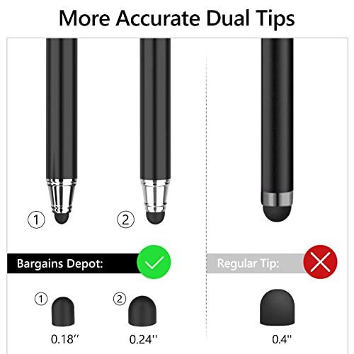 Capacitive Stylus/Styli 2-in-1 Universal Touch Screen Pen for All Touch Screen Tablets & Cell Phones with 20 Extra Replaceable Soft Rubber Tips (Pack of 4) - color: Black/Blue/Purple/Red