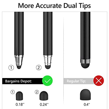 Capacitive Stylus/Styli 2-in-1 Universal Touch Screen Pen for All Touch Screen Tablets & Cell Phones with 20 Extra Replaceable Soft Rubber Tips (Pack of 4) - color: Black/Blue/Purple/Red