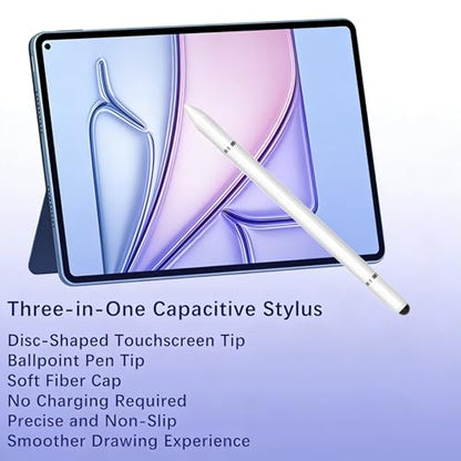 3 in 1 Stylus Pens for Touch Screens, High Sensitivity & Precision Capacitive Stylus for Apple iPad iPhone Tablets Samsung Galaxy All Universal Touchscreen Devices (White)