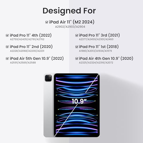 Keyboard Case for iPad Air 5th/4th Pro 11 inch, 7-Color Backlit Detachable Wireless Keyboard Case with Pencil Holder, Stand Folio Cover for Gen 2020/2022, Pro 4th/3rd/2nd/1st Gen, Black - color: Black