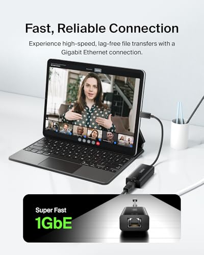 Belkin USB-C to Ethernet Adapter, Gigabit Ethernet Port Compatible w/ USB-C Devices, USB-C to Ethernet Cable for MacBook Pro & Dell XPS 13” Laptops, Ethernet USB-C Hub, Ethernet USB-C Adapter - Black - style: Ethernet Adapter Only