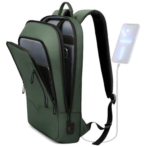 hk Backpack for Men Business Slim Laptop Bag | Anti Theft Travel Backpacks 15.6 Inch Laptop Water Resistant Computer Bag for Work Office College, Green - color: Green, size: 15.6 Inch