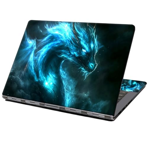 Laptop Skin Sticker Decal 12" 13" 13.3" 14" 15" 15.6",Waterproof Scratch Resistant Vinyl,Reusable Easy to Apply,for MacBook HP Dell Notebooks Netbooks Laptop,2 Wrist Pads,Blue Glitter Dragon - color: Blue Glitter Dragon