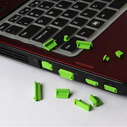 16PCS Universal Computer Anti Dust Stopper/Plug, Soft Silicone Dustproof Laptop Port Covers Green - color: Green