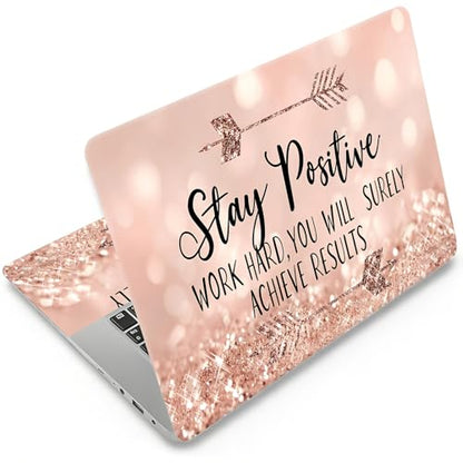 Laptop Skin 12.1-15.6 inch Removable Universal Reusable Laptop Sticker Decal,Waterproof No Residue Vinyl Cover,Scratch-Resistant Cuttable Full Wrap Sticker for Notebook, Stay Positive Work Hard Quote - color: Stay Positive Work Hard Quote