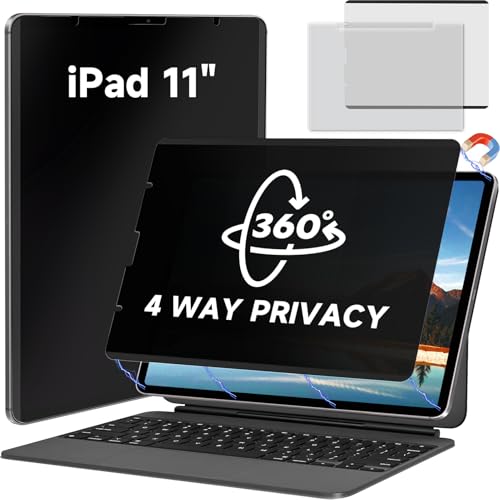 360° Magnetic Privacy Screen Protector for iPad Pro 11" Air 5th/4th(2018-2022) 10.9In, Landscape+Portrait Privacy Filter Removable Bubble-Free Film, Sensitivity Shield Apple Pencil & Case Friendlly - size: 360° iPad Pro 11 Inch (2018-2022)