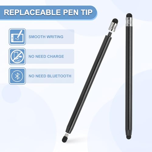PATIKIL 5 Pcs Stylus Pens for Touch Screens, 2 in 1 High Sensitivity Universal Pen Capacitive Stylus for Phone Tablets Laptop Touch Screen Devices, Black - color: Black