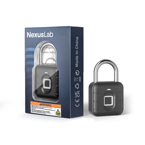 NexusLab Fingerprint Padlock for Gym Locker, 0.5s Biometric Smart Lock with Keyless Entry, IP67 Waterproof & Anti-Cut Stainless Steel, Stores 20 Prints, Ideal for Outdoor Gate & School, No App Needed