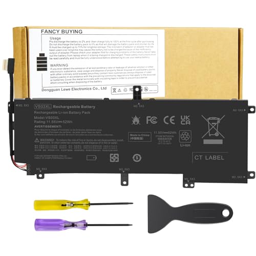 VS03XL VSO3XL Battery for HP Envy 15T-AS000 15T-AS100 CTO 15-AS 15-AS133CL X6V56UA 15-AS020NR 15-AS152NR 15-AS004LA 15-AS014WM HSTNN-UB6Y 849047-541 849313-850 3ICP7/61/80 849313-856 TPN-I125 - size: 8.98*3.31*0.28inch