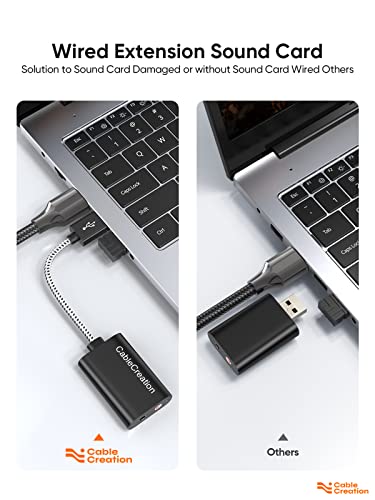 CableCreation USB Audio Adapter External Sound Card with 3.5mm Jack and Mic | USB A Adapter With Microphone Audio compatible with Windows, Mac, macOS, Linux, PS4, PS5, Plug and Play, Aluminum Black - color: Black USB 2.0, size: 1-Pack